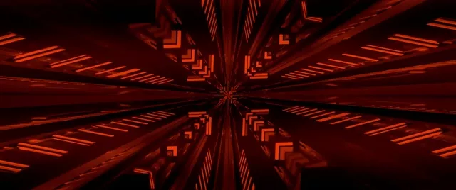 Tunel Neon i Kuq Vj Loop Shigjeta Gjeometrike 2.39:1 Cinemascope 60fps Screensaver