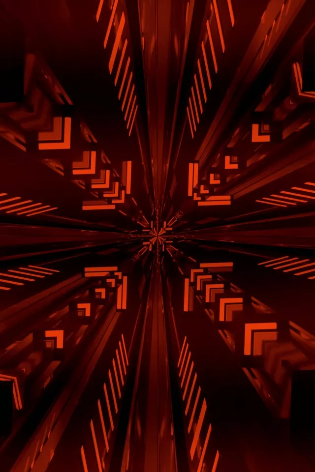 Neon Tonnel Rooi Fraktaal Kaleidoskoop 2:3 foto portret 60fps Skermbewaarder VJ Loop