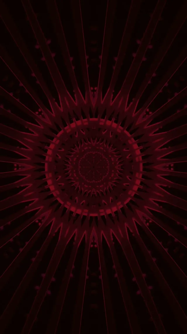 Terowong Neon Mandala Berduri Merah Tua VJ Loop 9:16 Reels 60fps Screensaver