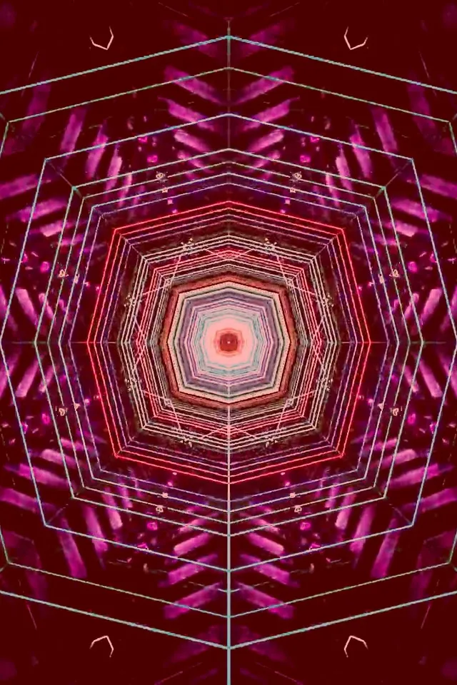 Neon Tunnel Octagon Vortex Pula VJ Loop 2:3 Photo Portrait 60fps Screensaver