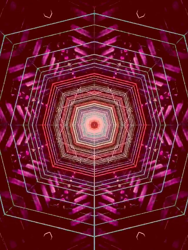 Neon Tunel Grimizni Osmerokut Vrtlog VJ Loop 3:4 iPad Portrait 60fps Čuvar Ekrana