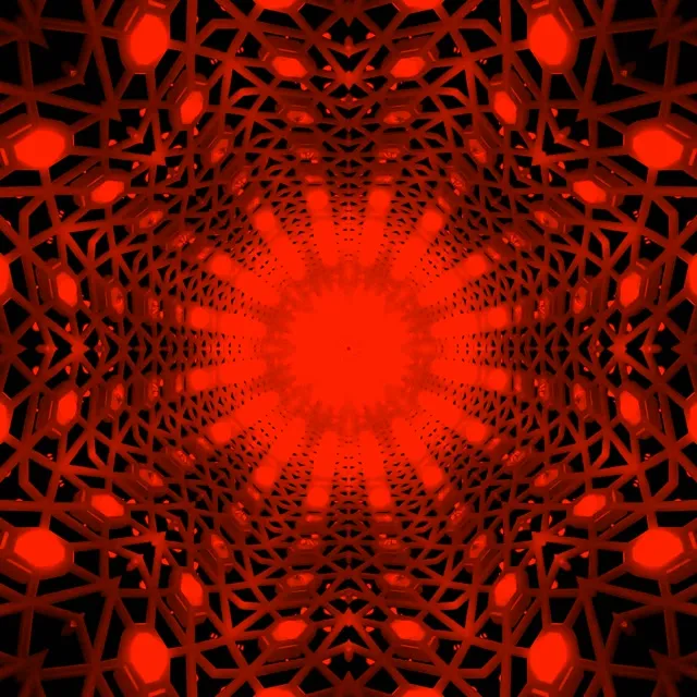 VJ Loop Neon Tunnel Red Black Mandala Bloom 1:1 Square 60fps Screensaver