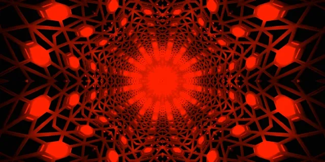 Túnel de Neón Rojo Brillante Mandala Vórtice VJ Loop 2:1 Univisium 60fps Salvapantallas