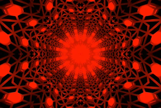 Červený Neonový Tunel Mandala Vortex VJ Loop 3:2 Surface 60fps Screensaver