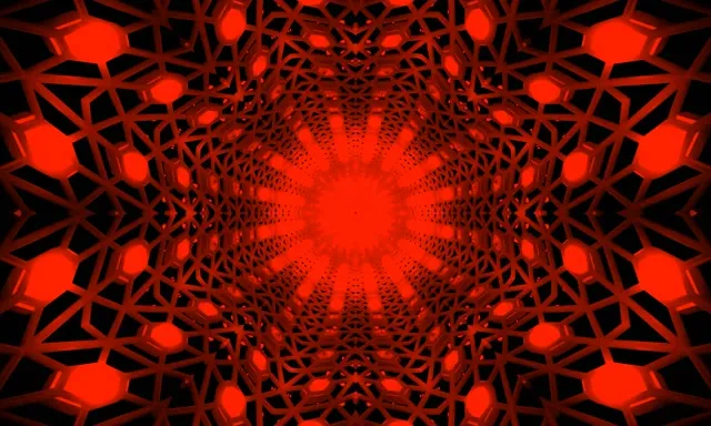 Rdeč Svetleč Neon Tunel Mandala Vortex Vj Loop 5:3 Wide 60fps Screensaver