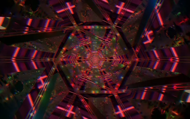 Tunnel Neon Stella Caleidoscopio Rosso VJLoops 16:10 Macbook 60fps Screensaver