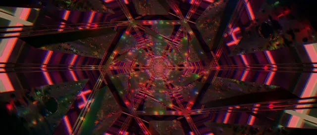 Tunnel ya Neon Nyekundu Fractal Kaleidoscope 21:9 Ultrawide 60fps Hifadhi ya Skrini Vj Loop