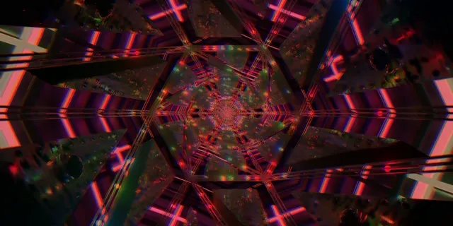 Neon Tunelis Aštuonkampio Kaleidoskopas VJLoops 2:1 Univisium 60fps Ekrano Užsklanda