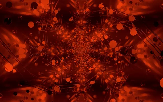 Червен Neon Тунел Скрийнсейвър 60fps 16:10 MacBook VJ Loop Светещи Сфери