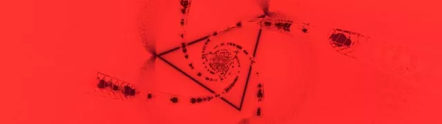 Црвен неонски тунел спирала триаголник вртлог 32:9 супер ултраширок 60fps чувар на екран VJLoops