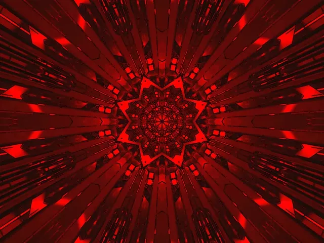 نفق نيون أحمر نجمة كاليدوسكوب 4:3 كلاسيكي 60fps شاشة توقف VJ Loop