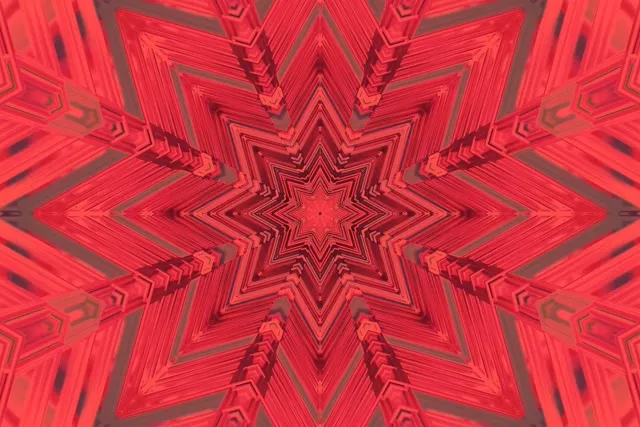 Rød Stjerne Kaleidoskop Neontunnel VJ Loop 3:2 Surface 60fps Skjermsparer