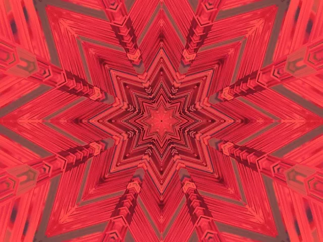 Neon Tünel Kırmızı Yıldız Kaleydoskop Vj Loop 4:3 Klasik 60fps Ekran Koruyucu