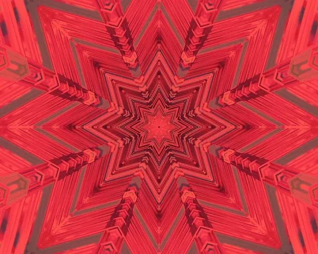Vörös Csillag Kaleidoszkóp Neon Tunnel Vj Loop 5:4 industrial 60fps Képernyővédő