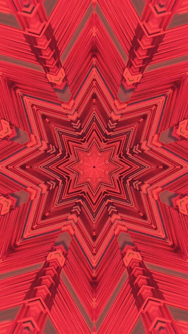 Vörös Csillag Kaleidoszkóp Neon Tunnel VJ Loop 9:16 Reels 60fps Képernyővédő