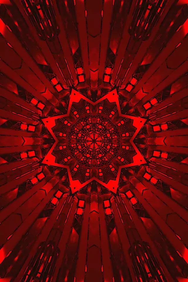 מנהרת נאון אדומה כוכב קליידוסקופ שומר מסך 2:3 פורטרט 60fps VJ Loop