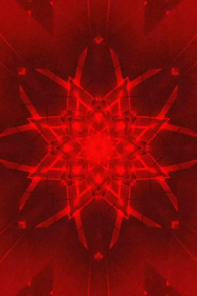 Crveni Neon Tunel Kaleidoskop Zvijezda Vj Loop 2:3 Photo Portrait 60fps Čuvar Zaslona