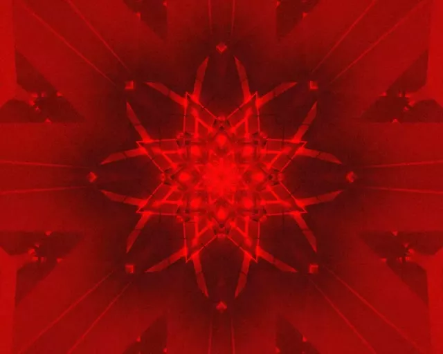 Red Star Kaleidoscope Neon Tunnel VJ Loop 5:4 industrial 60fps Screensaver
