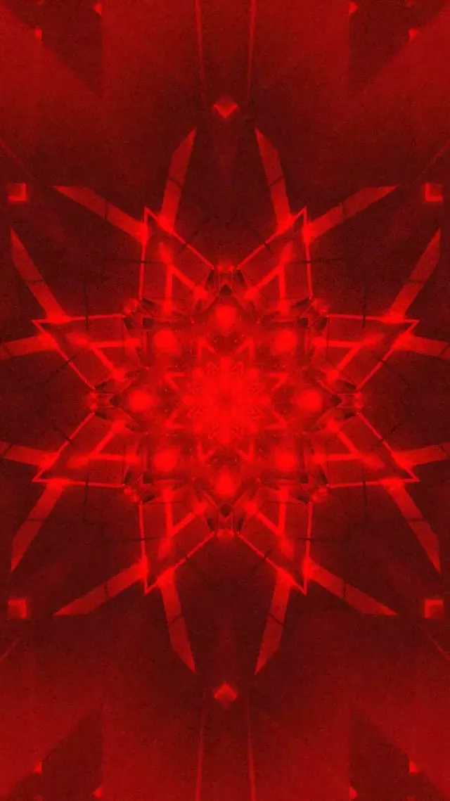 Kırmızı Neon Tünel Yıldız Kaleidoskop VJ Loop 9:16 Reels 60fps Ekran Koruyucu