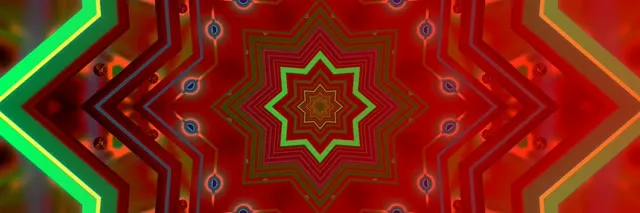 อุโมงค์นีออนแดงดาว Mandala Screensaver 3:1 Triple Wide 60fps VJ Loop