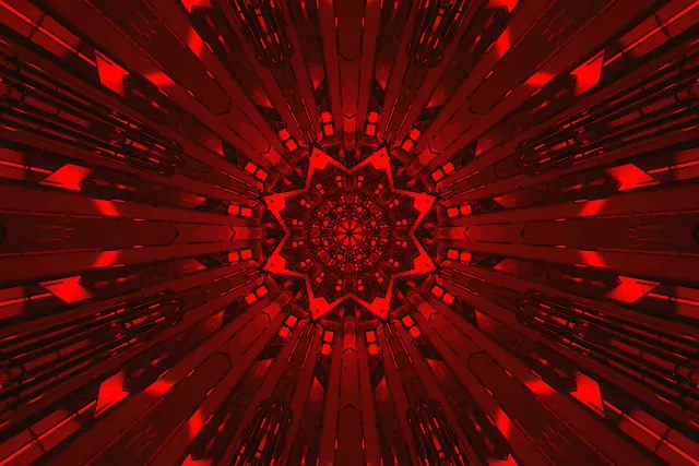 Красный Неоновый Туннель Звезда Заставка VJLoops 3:2 Surface 60fps