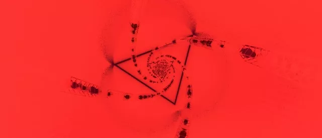 Neon Tunel Červená Špirála Trojuholník VJLoops 21:9 Ultrawide 60fps Šetrič Obrazovky