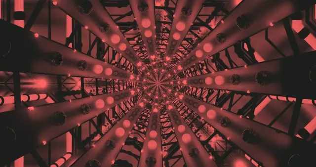 Red Neon Tunnel VJ Loop 4K 60fps | Industrial Light Screensaver