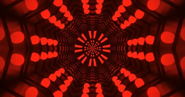 Red Neon Tunnel VJ Loop | 4K 60fps Kaleidoscope