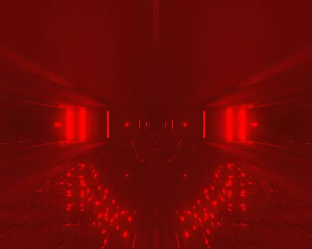 Red Neon Tunnel VJ Loop 5:4 Industrial 60fps Screensaver Glowing Scatter