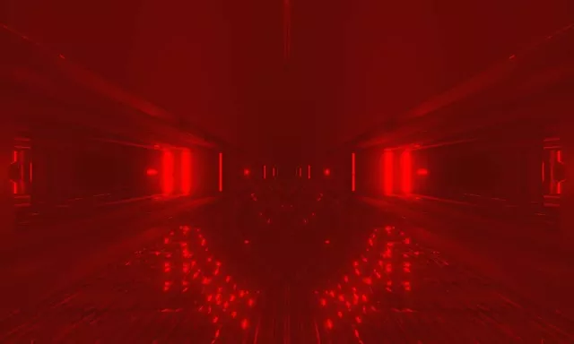 লাল নিয়ন টানেল VJ Loop 60fps 5:3 ওয়াইড জ্বলন্ত করিডোর স্ক্রিনসেভার