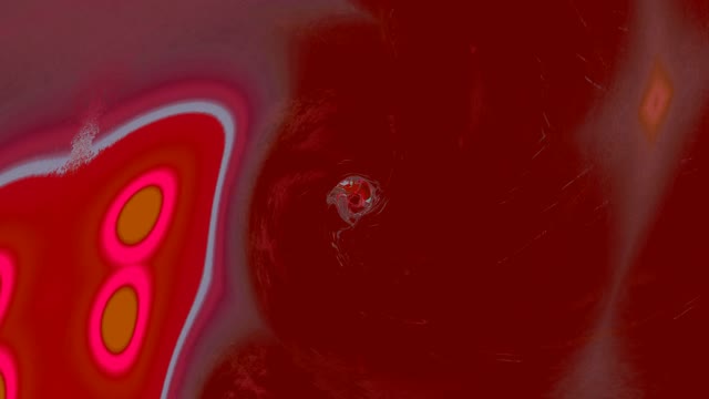 تونل نئون قرمز پر انرژی با دایره های هندسی درخشان، حلقه VJ 4K با پس زمینه حرکت و انیمیشن نور پویا