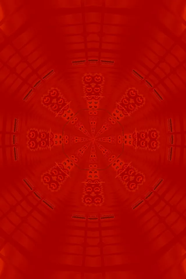 Mabasi ya vorteks ya neon nyekundu yenye pembetatu nane yenye muundo wa kijiometri kinzani, kitanzi cha VJ kigeni