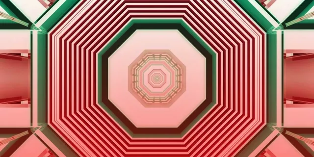 Terowong Neon Oktagon Merah Screensaver 2:1 Univisium 60fps Vj Loop