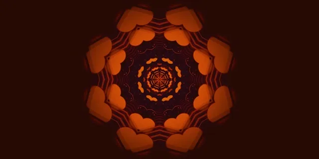 Túnel de Neón Mandala Vórtice Rojo Naranja VJ Loop 2:1 Univisium 60fps Salvapantallas