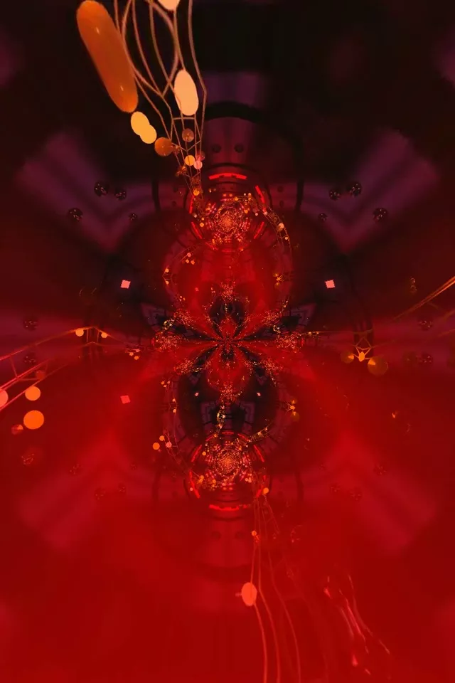 Red pulsating orb neon tunnel 9:16 screensaver 60fps VJ loop