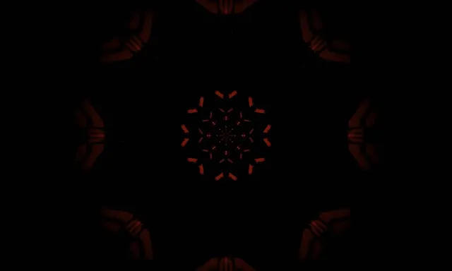 VJ loop Rød Snøfnugg Kaleidoskop Neontunnel 5:3 bred 60fps Skjermsparer