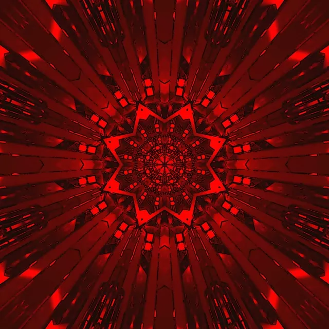 Rød Stjerne Neon Tunnel Pauseskærm 1:1 Kvadrat 60fps VJ Loop PC Laptop