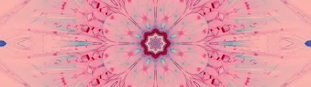 Symmetrisk rosa neon mandala kaleidoskop stråler fra sentrum, abstrakt VJ-løkke for ultrabreie skjermer