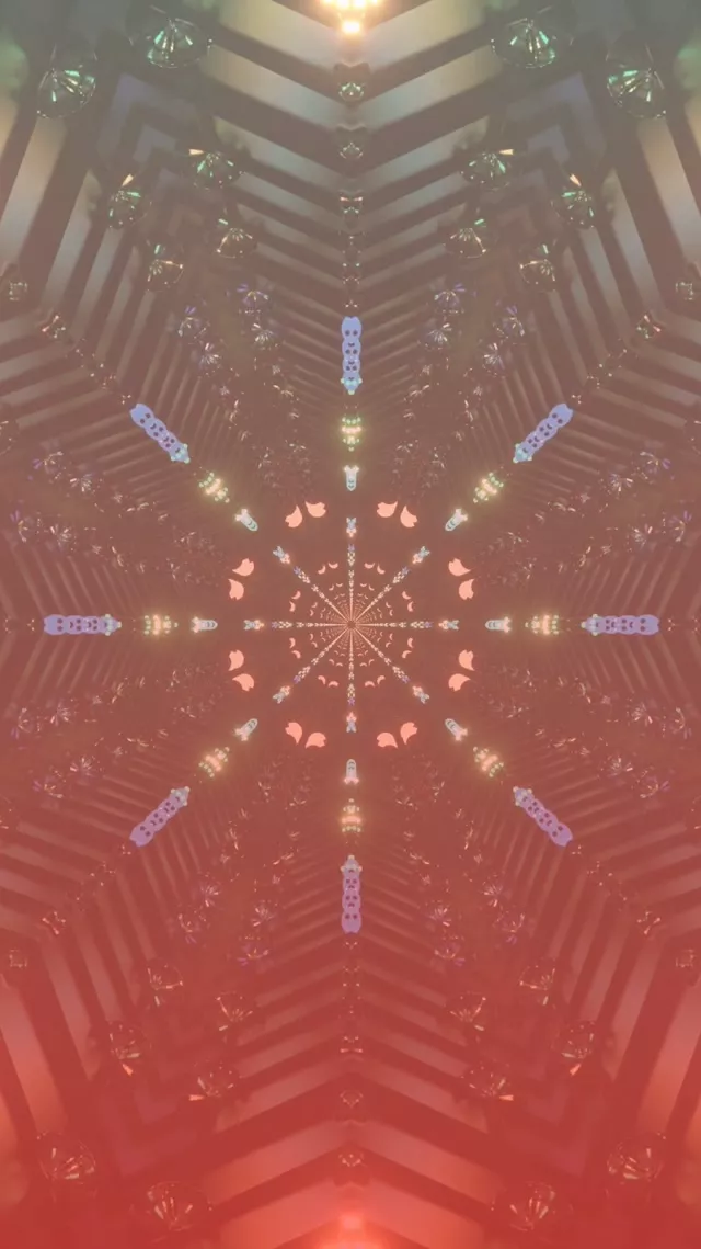 Neoncső Alagút Rózsaszín Virágos Kaleidoszkóp VJ Loop 9:16 Reels 60fps Képernyővédő
