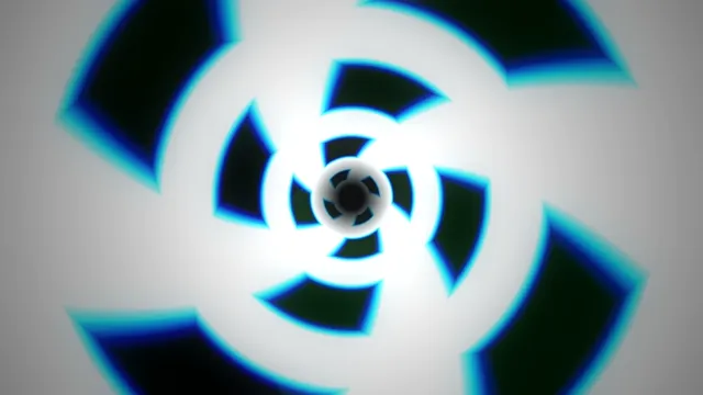 Rotating Radioactive Symbol with Cyan Glitch Effect