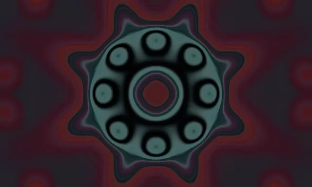 Rotating Teal Gear Neon Tunnel 5:3 Wide 60fps VJ Loop Screensaver