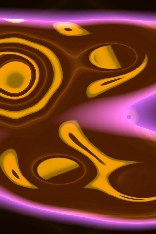 PAS 1: La imatge mostra un túnel de neó marró amb formes abstractes grogues brillants (ulls,