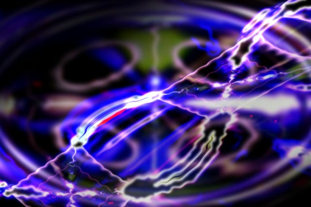 PAS 1: La imatge mostra un túnel neon visual amb blaus i violetes brillants