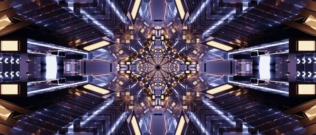 Neon Tonnel Fraktaal Kaleidoskoop VJLoops 21:9 Ultrawide 60fps Skermsaver