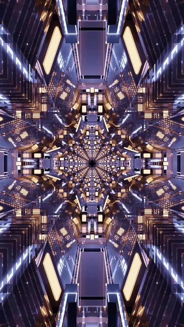 Neon Tunel Kaleidoskop Kocka Mreža VJ Loop 9:16 Reels 60fps Ohranjevalnik Zaslona