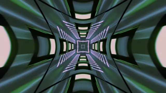 Sci-Fi Neon Tunneli Näytönsäästäjä PC 4K UHD 60fps VJ Klippi