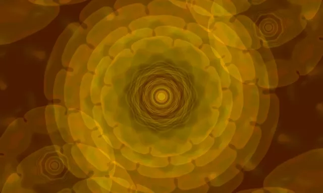 تونل نئونی گردابی طلایی چرخشی 5:3 عریض 60fps اسکریین سیور VJLoops