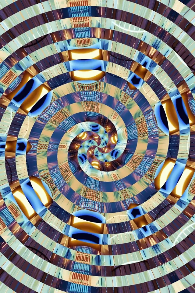 Spiraling Gold Blue Neon Tunnel 9:16 60fps Screensaver VJ Loop