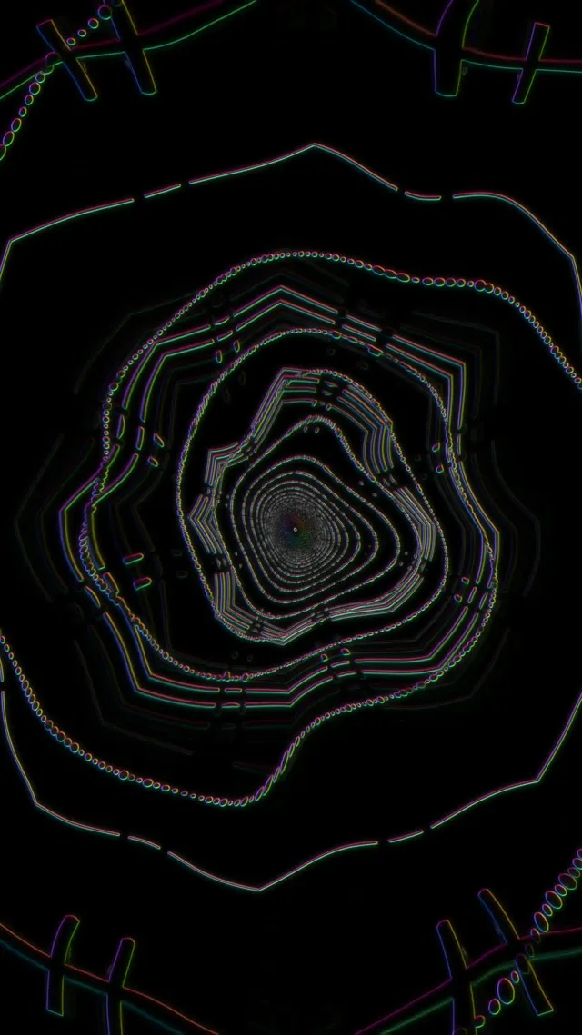 Spiraling Hexagon Vortex 9:16 Reels 60fps Screensaver Loop