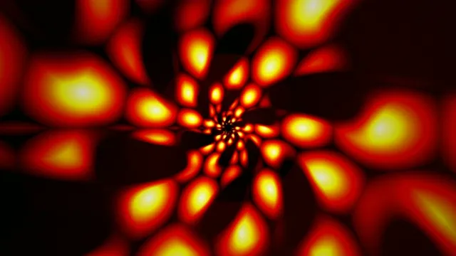 Swirling pattern of bright lights in red and orange colors